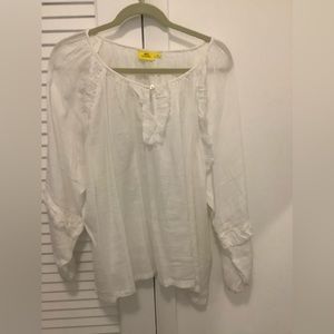 White cotton Roller Rabbit ruffle edge blouse